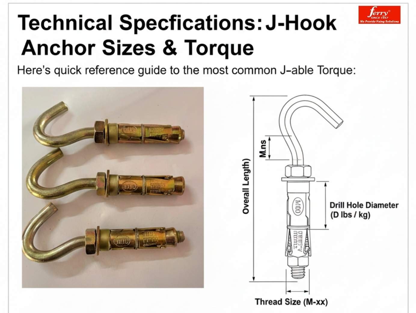technical specification j hook anchor